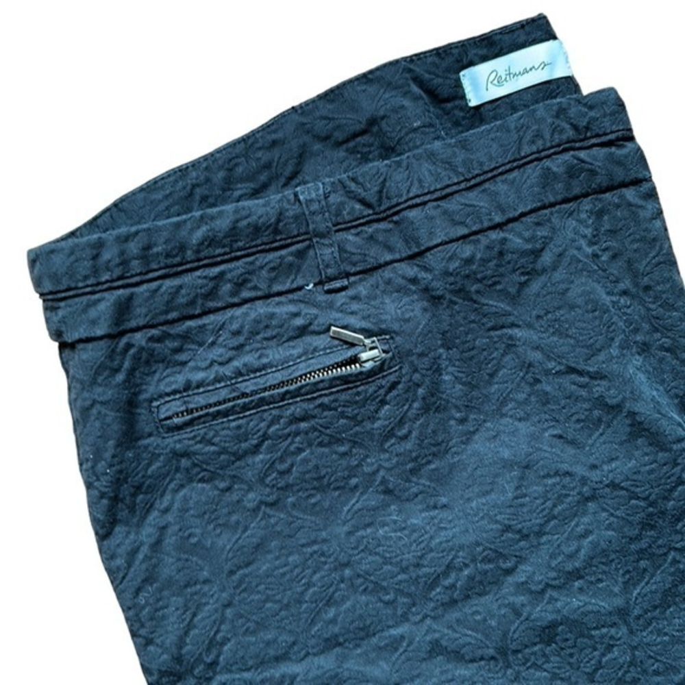 Reitmans women’s cropped‎ black capris pants textured pattern 18